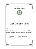 Một số giải pháp nhằm tăng cường công tác quản lý thu ngân sách xã trên địa bàn huyện nghi xuân, tỉnh hà tĩnh 