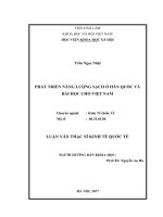 Phát triển năng lượng sạch ở Hàn Quốc và bài học cho Việt Nam (Luận văn thạc sĩ)