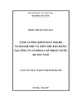 Tăng cường kiểm soát nội bộ về doanh thu và tiền thu bán hàng tại công ty cổ phần cấp thoát nước Quảng Nam.