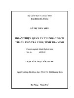 Hoàn thiện quản lý chi ngân sách thành phố Trà Vinh, tỉnh Trà Vinh.