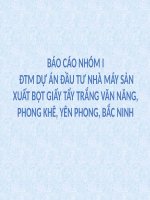 đtm dự án đầu tư nhà máy sản xuất bột giấy tẩy trắng văn năng, phong khê, yên phong, bắc ninh 
