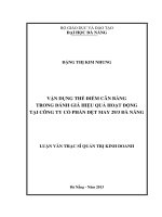 Vận dụng thẻ điểm cân bằng trong đánh giá hiệu quả hoạt động tại công ty cổ phần dệt may 29 3 Đà Nẵng.
