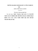 thực trạng, hậu quả và nguyên nhân gây ô nhiễm môi trường do quá trình hoạt động của các làng nghề trên địa bàn huyện thanh trì, hà nội  