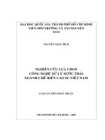 nghiên cứu lựa chọn công nghệ xử lý nước thải ngành chế biến cao su việt nam