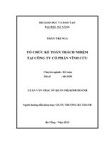 Tổ chức kế toán trách nhiệm tại công ty cổ phần Vĩnh Cửu.