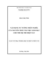 Vận dụng tư tưởng nhân nghĩa của Nguyễn Trãi vào việc giáo dục cho thế hệ trẻ hiện nay