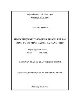 Hoàn thiện kế toán quản trị chi phí tại công ty cổ phần cao su Đà Nẵng (DRC)