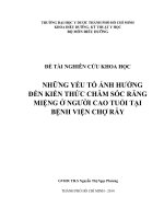 Khảo sát các yếu tố ảnh hưởng đến kiến thức chăm sóc răng miệng ở NCT tại bệnh viện chợ rẫy 