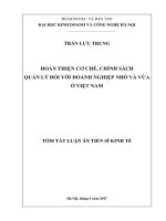 Hoàn thiện cơ chế, chính sách quản lý đối với doanh nghiệp nhỏ và vừa ở Việt Nam (tt)