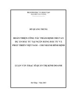 Hoàn thiện công tác thẩm định cho vay dự án đầu tư tại ngân hàng đầu tư và phát triển Việt Nam, CN Bình Định.