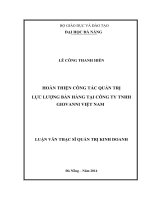 Hoàn thiện công tác quản trị lực lượng bán hàng của công ty TNHH GIOVANNI việt nam