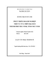 Phát triển doanh nghiệp nhỏ và vừa trên địa bàn thành phố Trà Vinh, tỉnh Trà Vinh