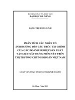 Phân tích các nhân tố ảnh hưởng đến cấu trúc tài chính của các doanh nghiệp sản xuất vật liệu xây dựng niêm yết trên thị trường chứng khoán Việt Nam.