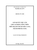 Giải quyết việc làm cho lao động nông thôn trên địa bàn Huyện Hoà Vang Thành phố Đà Nẵng