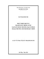 Phát triển dịch vụ thanh toán trong nước qua ngân hàng tại ngân hàng TMCP ngoại thương, chi nhánh Quy Nhơn.