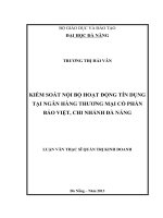 Kiểm soát nội bộ hoạt động tín dụng tại ngân hàng TMCP Bảo Việt, chi nhánh Đà Nẵng.