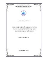 Hoàn thiện công tác quản lý hoạt động xuất nhập khẩu của các doanh nghiệp tại chi cục hải quan cửa khẩu quốc tế cầu treo 
