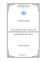 Nâng cao hiệu quả công tác quản lý thu thuế đối với hộ kinh doanh cá thể trên địa bàn huyện nghi lộc, tỉnh nghệ an 