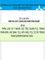 phân loại và ý nghĩa các tiêu chuẩn p2o5 trong phân bón  xác định p2o5 hữu hiệu, p2o5 tự do trong phân superphosphat đơn 