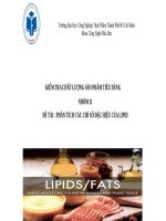 phân tích các chỉ số đặc hiệu của lipid 