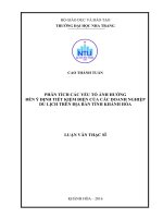 Phân tích các yếu tố ảnh hưởng đến ý định tiết kiệm điện của các doanh nghiệp du lịch trên địa bàn tỉnh khánh hòa 