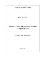 Nghiên cứu tổng hợp và ổn định phân tán chất lỏng từ Fe3O4  (Luận án tiến sĩ)