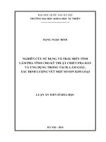 Nghiên cứu sử dụng vỏ trấu biến tính làm pha tĩnh cho kỹ thuật chiết pha rắn và ứng dụng trong tách, làm giàu, xác định lượng vết một số ion kim loại 