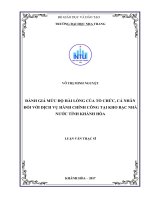 Đánh giá mức độ hài lòng của tổ chức, cá nhân đối với dịch vụ hành chính công tại kho bạc nhà nước tỉnh khánh hòa 