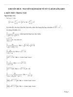 Tài liệu bồi dưỡng học sinh giỏi  Chuyên đề 8  Nguyên hàm hàm vô tỉ và hàm lôgarit  Lê Hoành Phò  File word