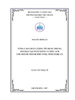 Nâng cao chất lượng tín dụng trung, dài hạn tại ngân hàng á châu (ACB), chi nhánh thành phố vinh, tỉnh nghệ an 