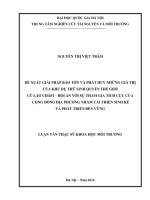 Đề xuất giải pháp bảo tồn và phát huy những giá trị của khu dự trữ sinh quyển thế giới cù lao chàm – hội an với sự tham gia tích cực của cộng đồng địa phương nhằm cải thiện sinh kế và phát triển bền vững 
