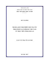 Tội mua bán trái phép chất ma túy theo pháp luật hình sự Việt Nam từ thực tiễn tỉnh Long An (LV thạc sĩ)