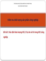 Xác định hàm lượng HCl, cl tự do và fe trong HCl công nghiệp 