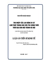 Thu nhập của lao động di cư làm thuê trong khu vực phi chính thức trên địa bàn nội thành Hà Nội (Luận án tiến sĩ)
