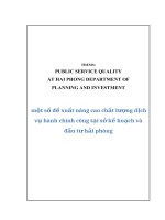 một số đề xuất nâng cao chất lượng dịch vụ hành chính công tại sở kế hoạch và đầu tư HAI PHONG  eng 
