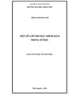 Một số lớp phương trình hàm trong số học