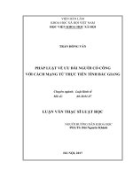 Pháp luật về ưu đãi người có công với cách mạng từ thực tiễn tỉnh Bắc Giang (Lv thạc sĩ)