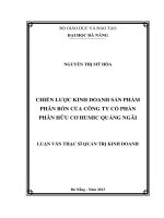 Chiến lược kinh doanh sản phẩm phân bón của công ty cổ phần phân hữu cơ HUMIC Quãng Ngãi