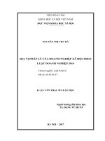 Địa vị pháp lý của doanh nghiệp xã hội theo Luật Doanh nghiệp 2014