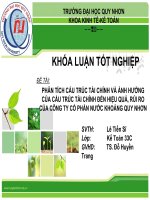 FILE TRÌNH CHIẾU BẢO VỆ KHOÁ LUẬN ĐỀ TÀI PHÂN TÍCH CẤU TRÚC TÀI CHÍNH VÀ ẢNH HƯỞNG CỦA CẤU TRÚC TÀI CHÍNH ĐẾN HIỆU QUẢ, RỦI RO CỦA CÔNG TY CỔ PHẦN NƯỚC KHOÁNG QUY NHƠN