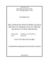 Thực hành quyền công tố trong giai đoạn điều tra các tội phạm về ma túy từ thực tiễn huyện Văn Chấn, tỉnh Yên Bái (LV thạc sĩ)