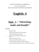 English 4  VCU   Topic5: “Advertising: modes and benefits”
