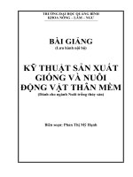 BÀI GIẢNG kỹ THUẬT sản XUẤT GIỐNG và NUÔI ĐỘNG vật THÂN mềm 