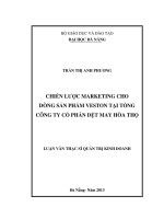 Chiến lược marketing cho dòng sản phẩm Veston tai Tổng công ty cổ phần dệt may Hoà Thọ