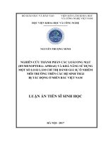 Nghiên cứu thành phần các loài ong mật (Hymenoptra: Apidae) và khả năng sử dụng một số loài làm chỉ thị đánh giá sự ô nhiễm môi trường trên các hệ sinh thái bị tác động ở miền Bắc Việt Nam