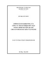 Chính sách marketing của công ty TNHH TM-DV Minh Nguyên Quang cho sản phẩm dầu kéo VALVOLINE