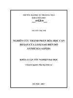 Nghiên cứu thành phần hóa học cặn hexan của loài sao biển đỏ anthenea aspera (2017)