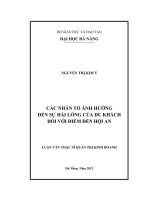 Các nhân tố ảnh hưởng đến sự hài lòng của du khách đối với điểm đến Hội An