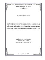 Phân tích ảnh hưởng của nồng độ pha tạp lên phổ màu bức xạ của thuỷ tinh barate kim loại kiềm pha tạp ion đất hiếm sm3+, tb3+ 