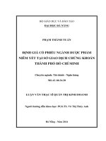 Định giá cổ phiếu ngành dược phẩm niêm yết tại sở giao dịch chứng khoán thành phố Hồ Chí Minh.